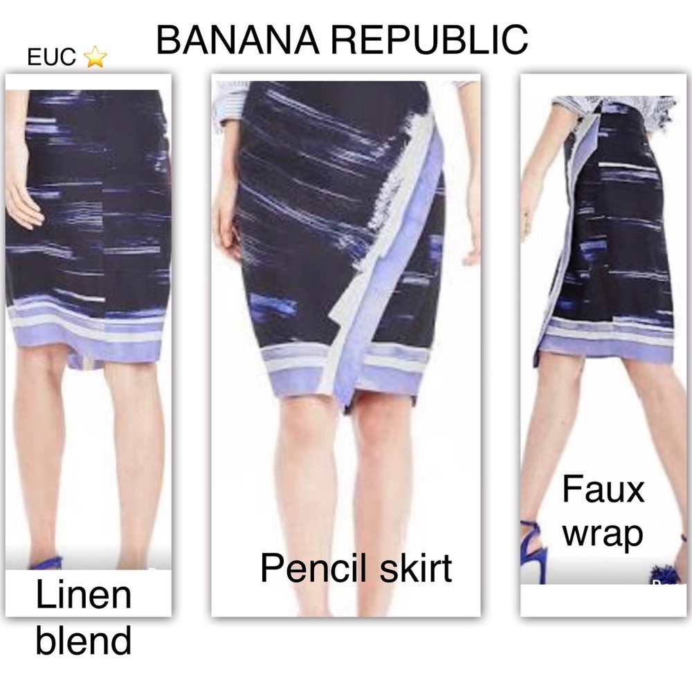 BANANA REP ⭐️ PENCIL ✏️ Skirt, Faux wrap, 🎨 brush colors size 10